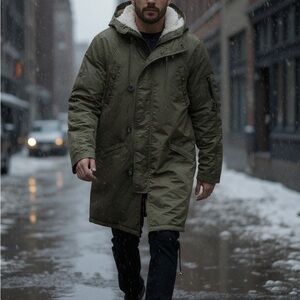 American Eagle Outfitters Olive Hooded Parka